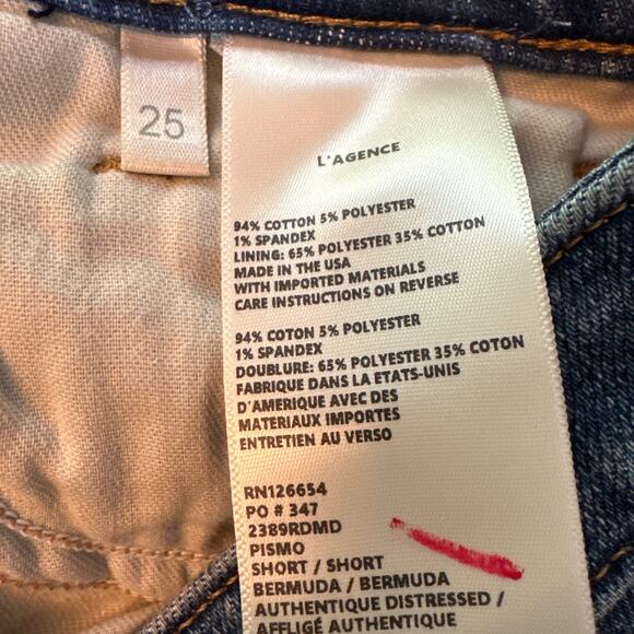 L'AGENCE Pismo Distressed Denim Bermuda Shorts Size 25 NWT - Picture 8 of 10